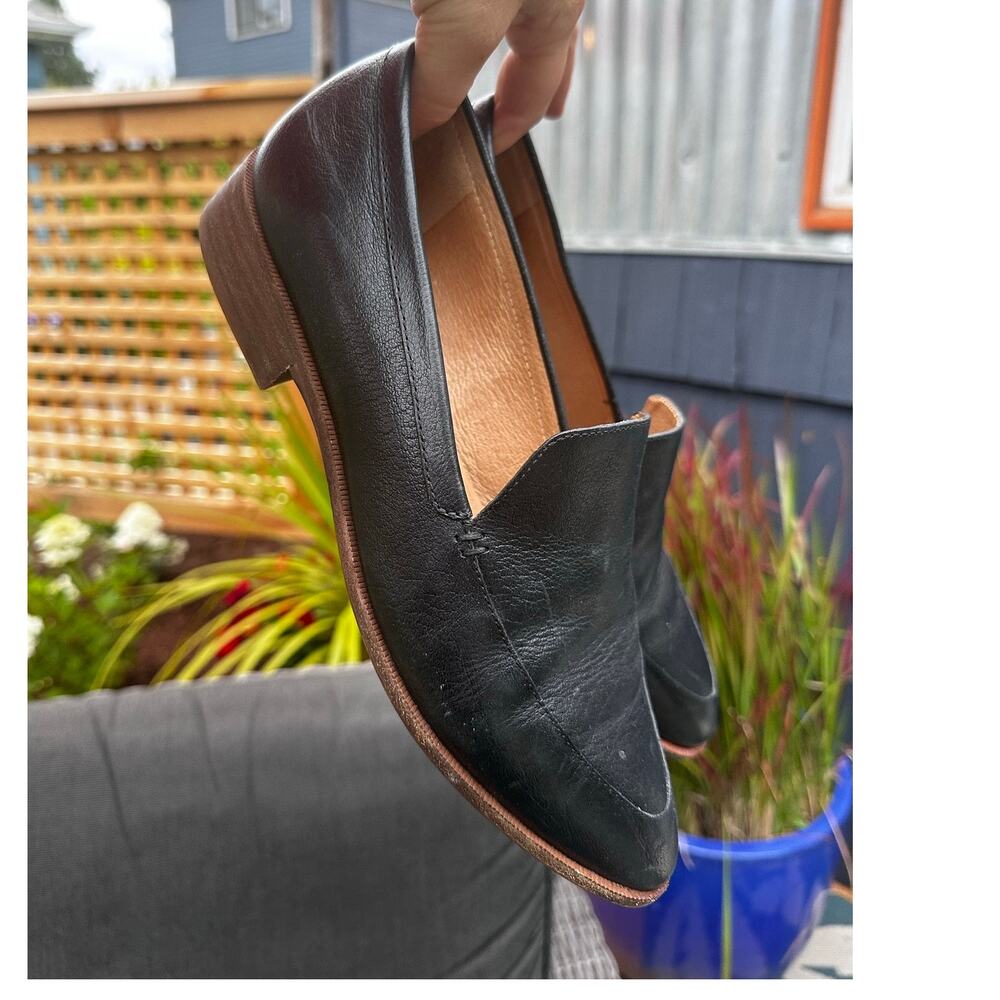 Madewell Frances Black Leather Pointed-Toe Slip-On Loafers Women's 9
